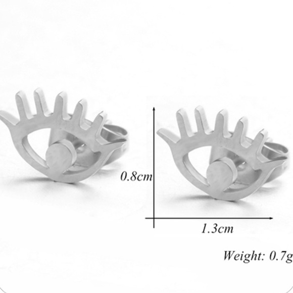 Stainless Steel Eye Stud Earrings - Picture 3 of 4